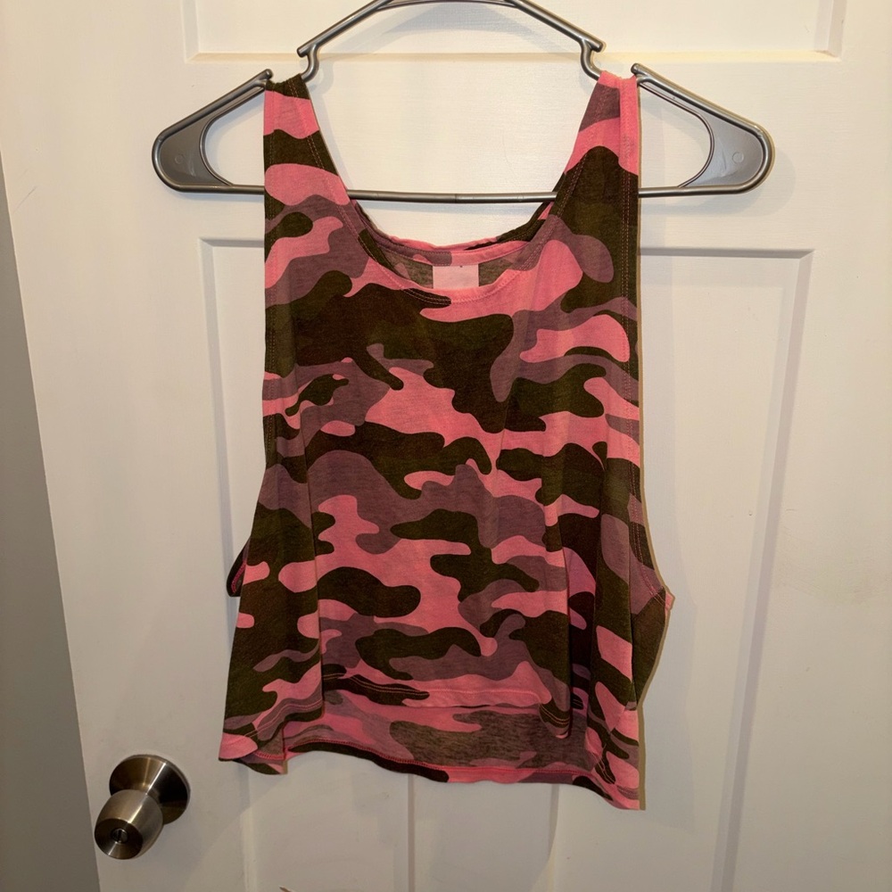 Victoria's Secret Pink and Olive Camo Tank Top